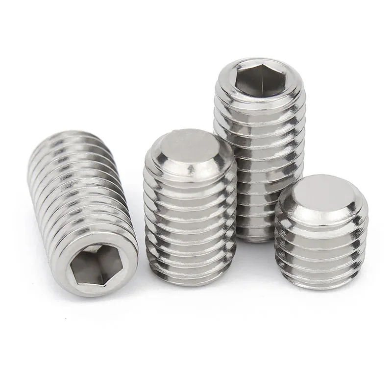 1/50pcs M1.6 M2 M2.5 M3 M4 M5 M6 to M16 DIN913 304 Stainless Steel Allen Hex Hexagon Socket Flat Point End Grub Bolt Set Screw
