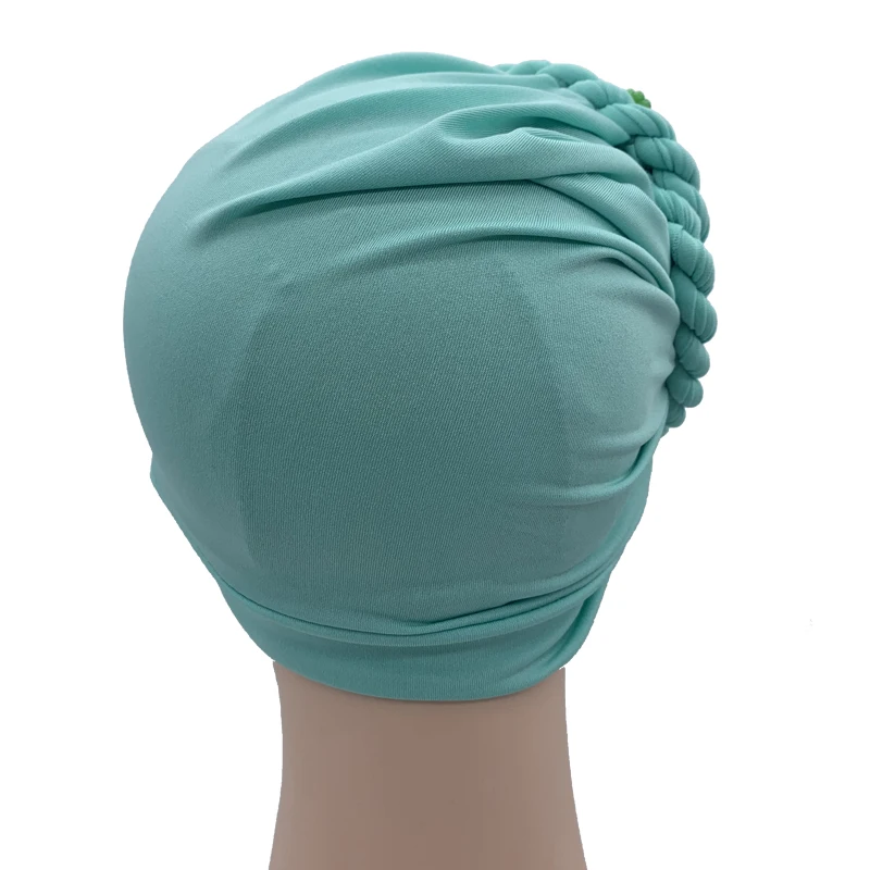 2023 Trendy Braids Turban Bonnet Arab Wrap Head Scarf Ready to Wear Hijab Hat Muslim Headdress Woman Inner Hijab Turbante Mujer