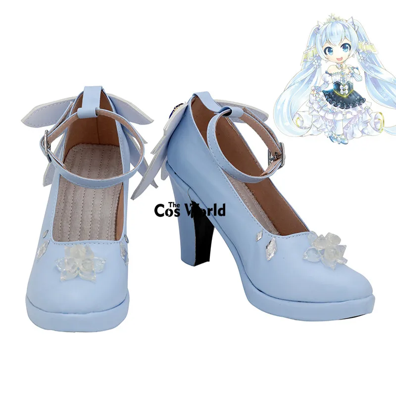 2019 Miku Snow Anime Customize Cosplay High Heels Shoes