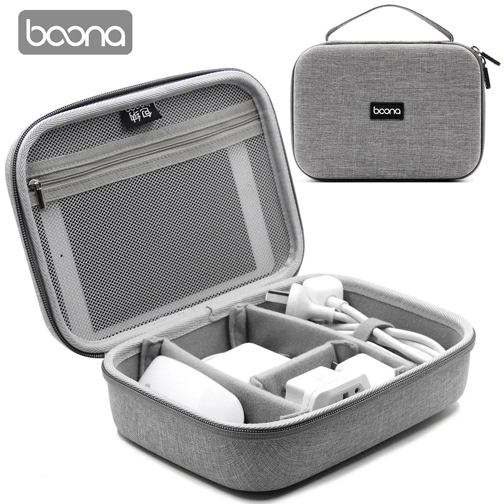 BOONA Hard Shell Electronic Accessories Organizer Case for iPad Cables Power Supply  Hard Disk Power Supply Single Layer