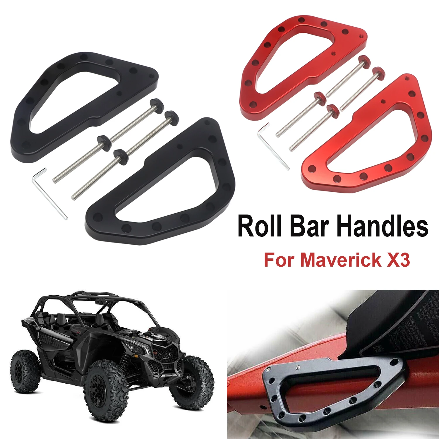 Roll Bar Grab Handles For Can-Am Maverick X3 XDS XRS XMR XRC Turbo RR X3 2017-2021 2020 2019 2018 Heavy Duty Billet Aluminum