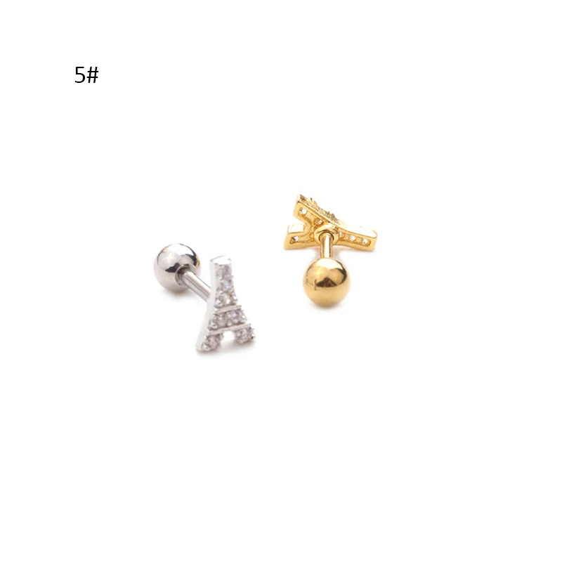 1PC 18G Tower Heart Flower Star  Stainless Steel Barbell Piercing CZ Ear Tragus Cartilage Helix Snug Piercing Stud