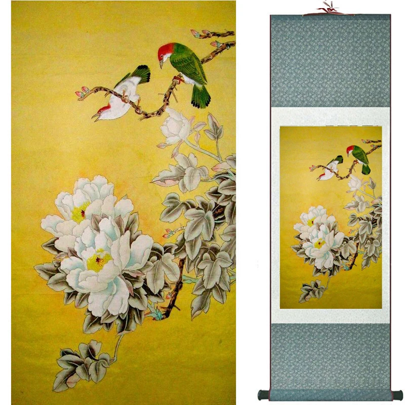 

Traditional silk art painting birds and Water lily Chinese Art Painting Home Office Decoration Chinese painting2019071931