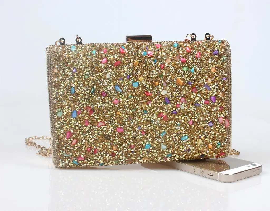 17.5x11.5CM Mermaid Rhinestone Dinner Bag Colorful Stone Diamond Bridal Bag Handbags Evening Bags a6812