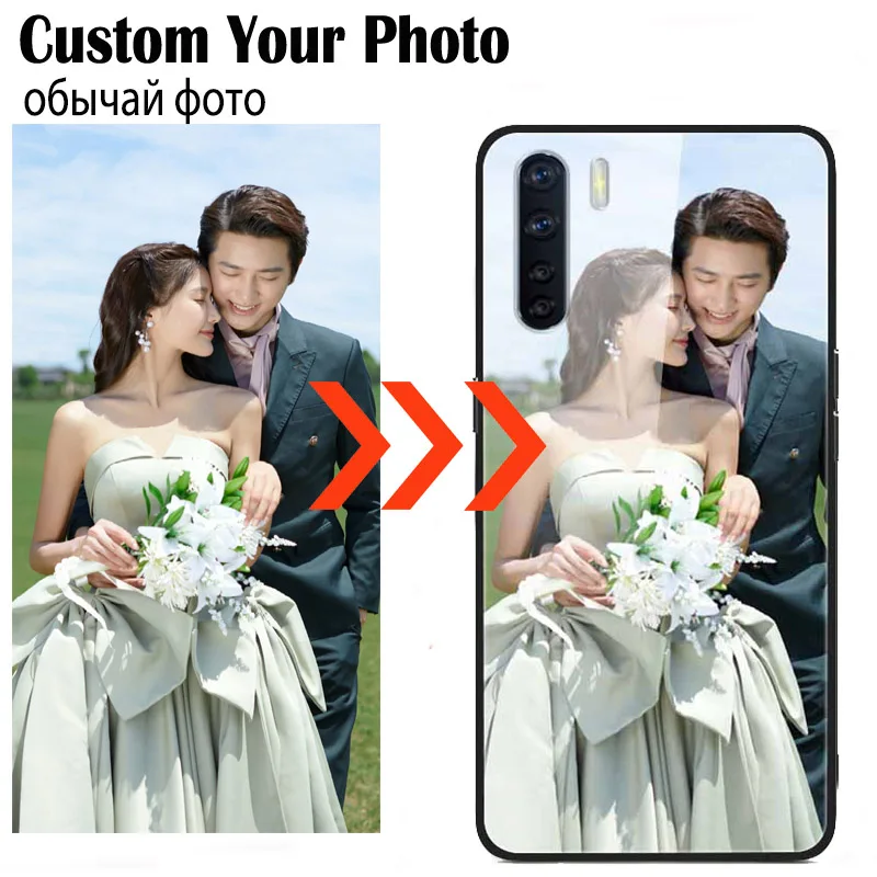Customized DIY Photo Glass Phone Cases For OPPO A91 A17 A16 A94 4G A52 A53 A74 5G Clear Covers DIY Picture Texts Name Design TPU