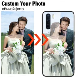 Customized DIY Photo Glass Phone Cases For OPPO A91 A17 A16 A94 4G A52 A53 A74 5G Clear Covers DIY Picture Texts Name Design TPU