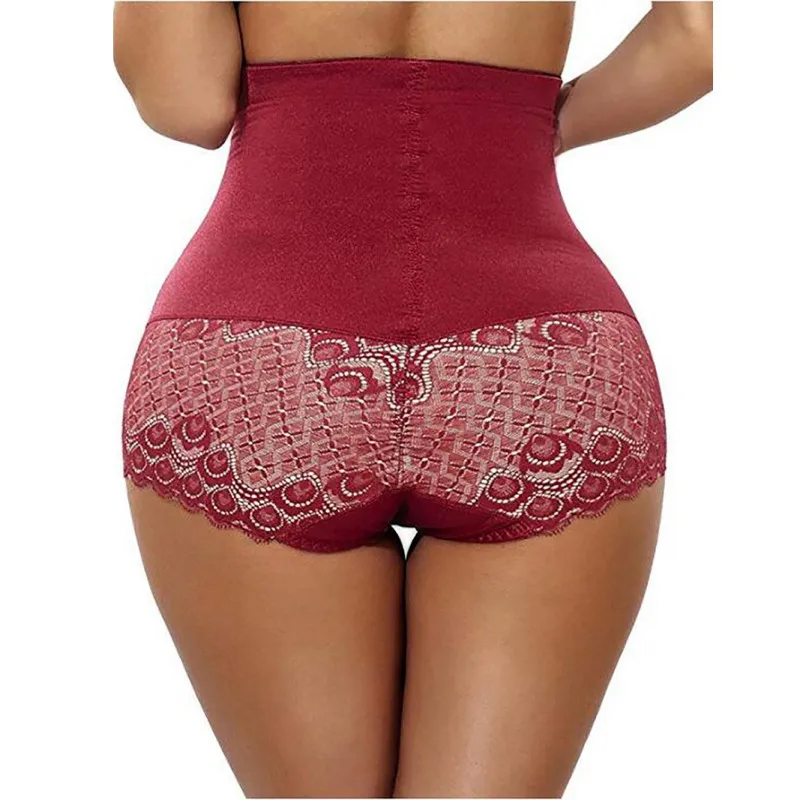 Women High Waist Shaping Underpants Booty Lifter Cotton Slim Control Body Shaper Waist Trainer Lace Hip-up Abdomen Panties