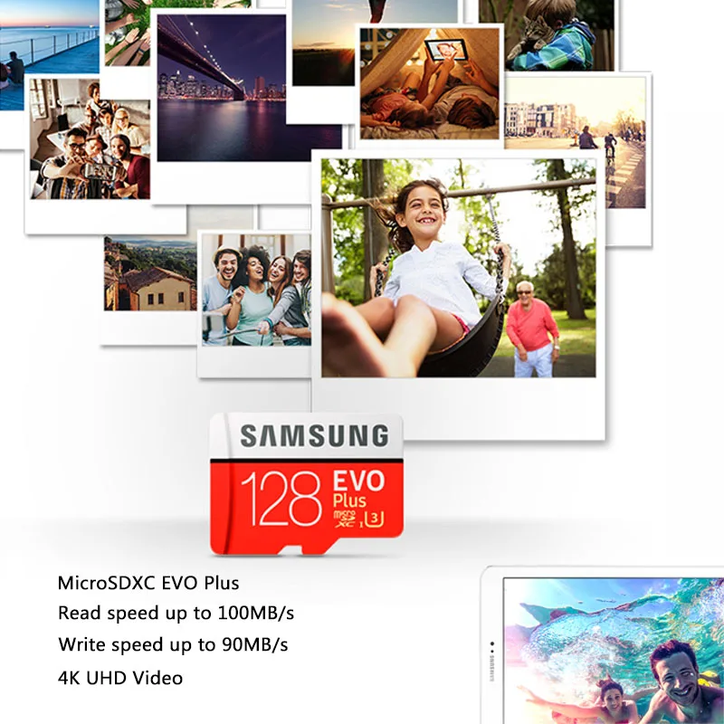 100% Original Genuine Samsung EVO+ EVO Plus Memory CARD Class10 Micro SD Card UHS-1 Flash Memory MicroSD TF Card