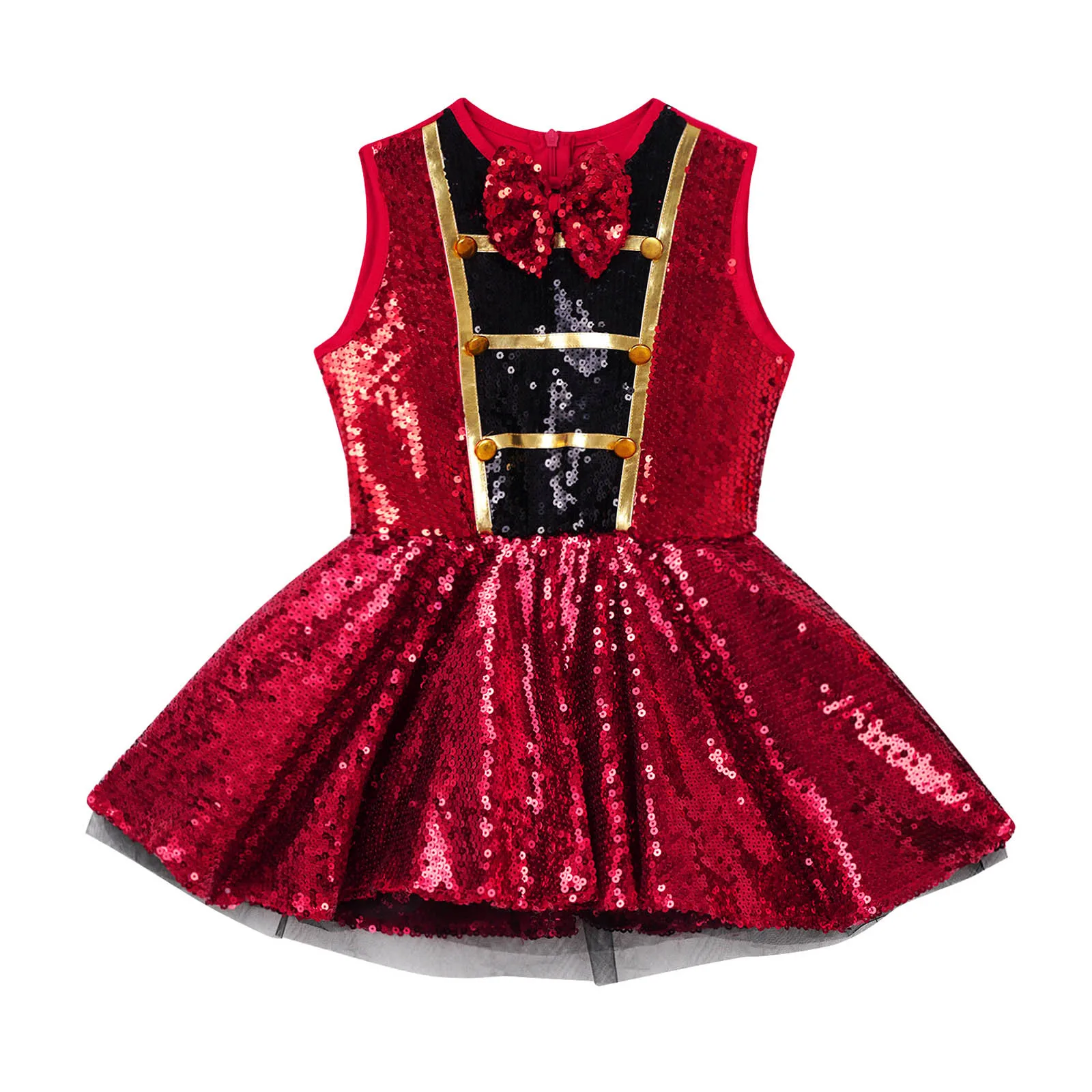 Children Girls Ballet Tutu Circus Ringmaster Costumes Shiny Sequins Leotard Dress +Feather Hat Halloween Carnival Party Dress Up