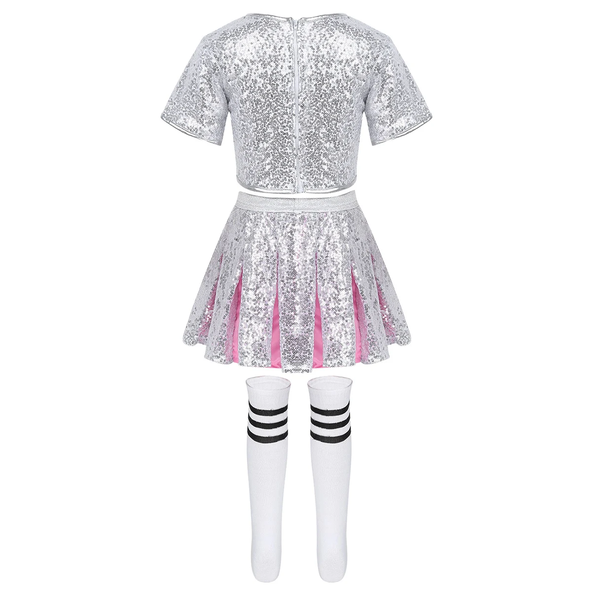 Girls Sequins Jazz Dance Costume Dancewear Sparkling Sequined Hip Hop Girls Modern Ballroom Dance Cheerleading Costumes Child