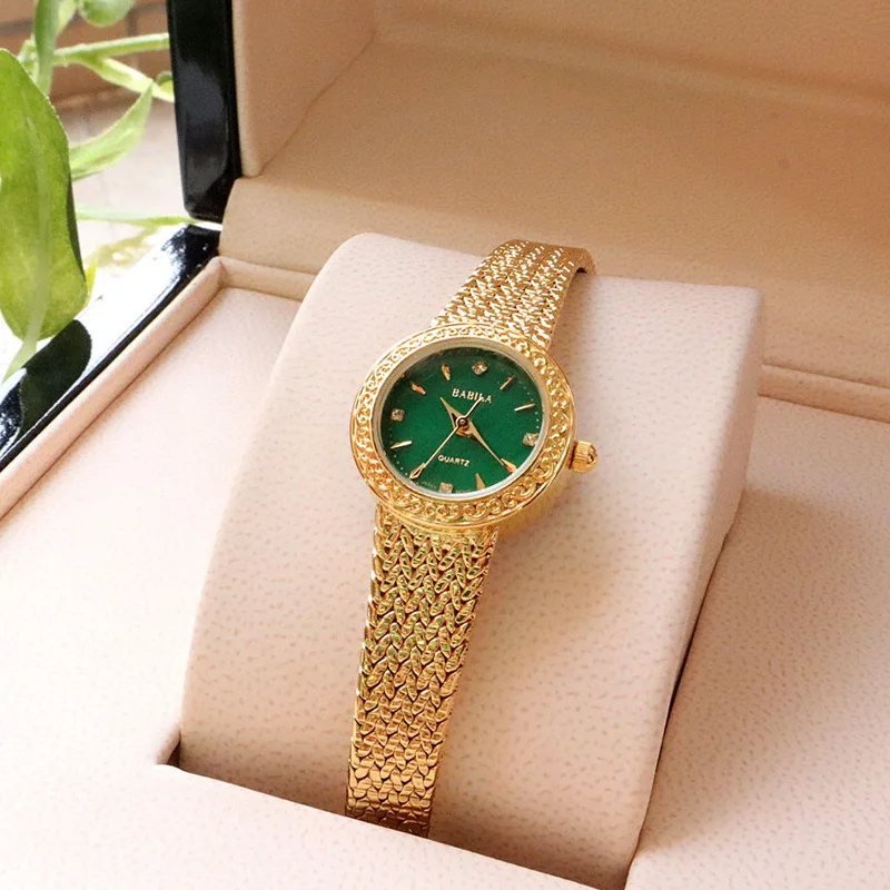 Women Gold Watches INS New Carved Natural Fritillaria Face Women\'s Small Gold Watch 30m Waterproof High Quality Movement