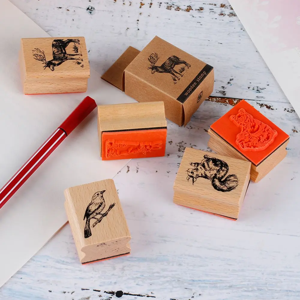 Fashion Stamping Crafts Wooden Rubber Stamps Craft Scrapbooking DIY Animal Stamps