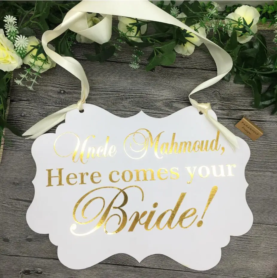 Personalized wedding sign Rustic Wedding Signs Here comes your Bride, Ring bearer Flower girl sign, Wedding decor Photo Props