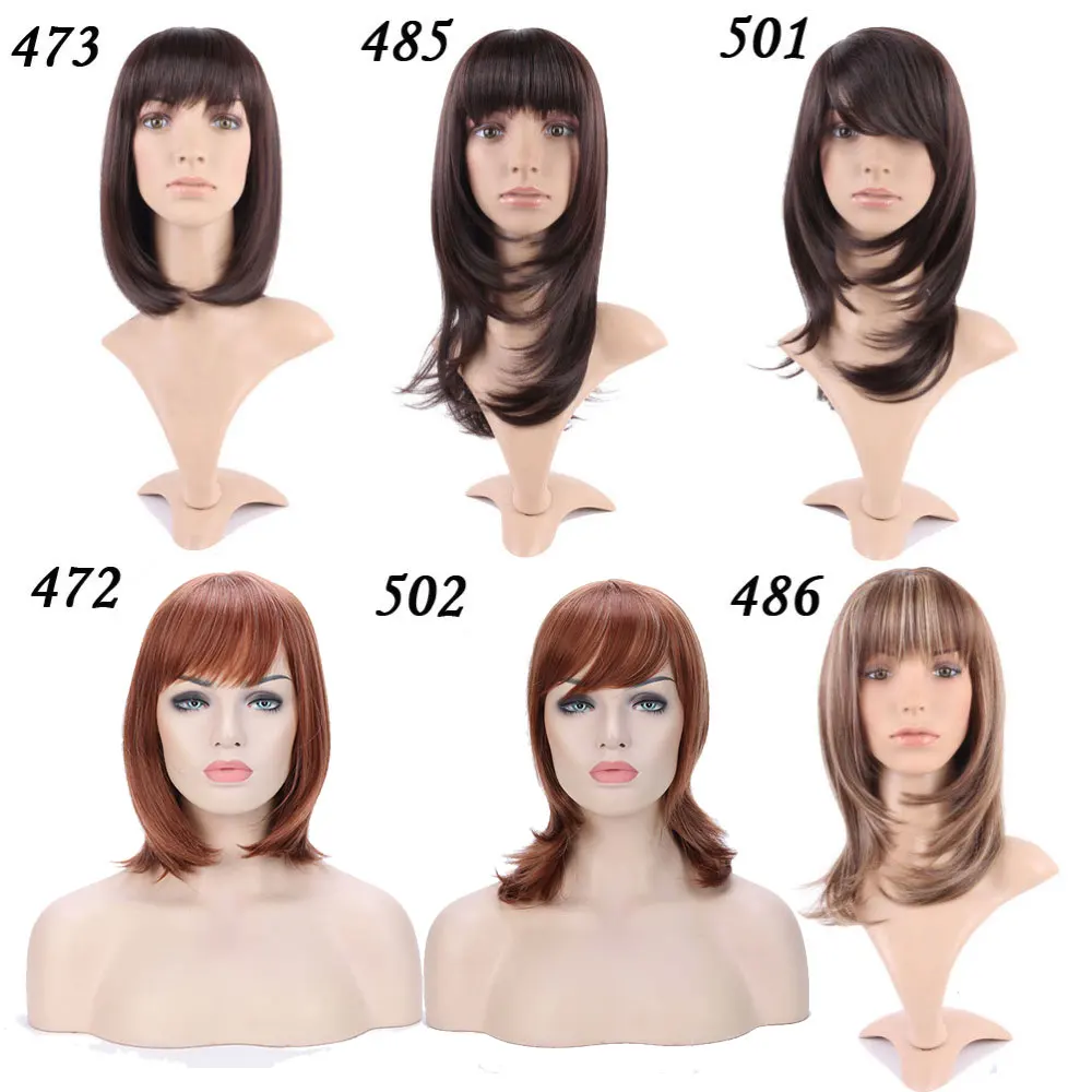 Snoilite gerade synthetische Perücken für afroamerikanische schwarze blonde Frauen, lange braune PianoMixed zweifarbige Perücken mit Pony
