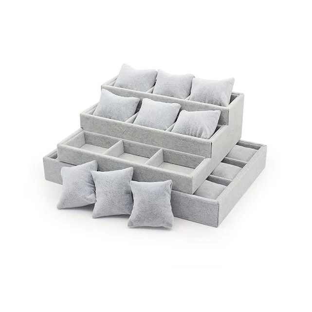 High Quality Elegant Luxury Velvet Jewelry Bracelet Bangle Watch Tray Display With Pillow Cushion