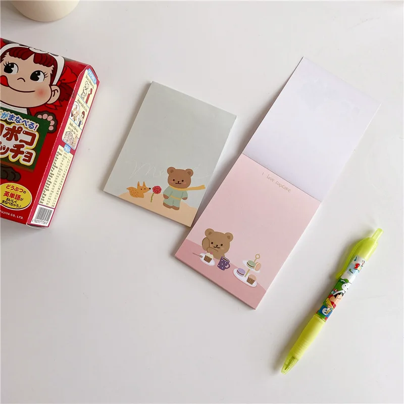 

Korean Ins Cute Cartoon Bear Memo Pad 50 Sheets Creative Long Style Notes Office Message Paper Kawaii Stationery School Supplies