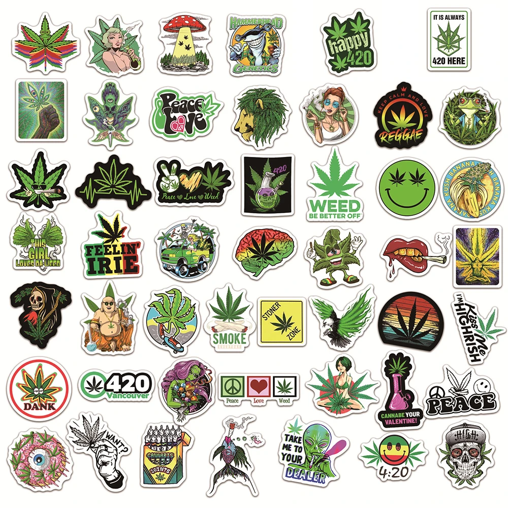 10/30/50 pz personaggi divertenti foglie erbaccia fumatori Graffiti adesivi fai da te Skateboard frigorifero chitarra moto Cool Sticker Toys