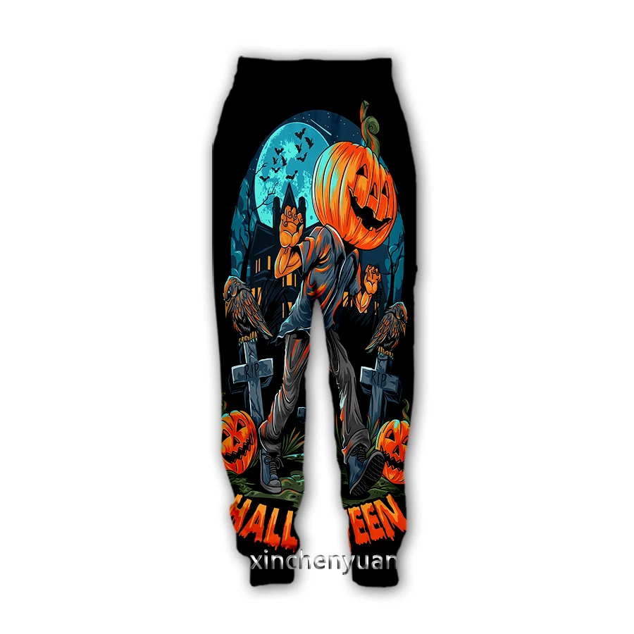 

xnchenyuan New Men/Women Halloween Pumpkin Art 3D Printed Casual Pants Fashion Streetwear Men Sporting Long Trousers F60