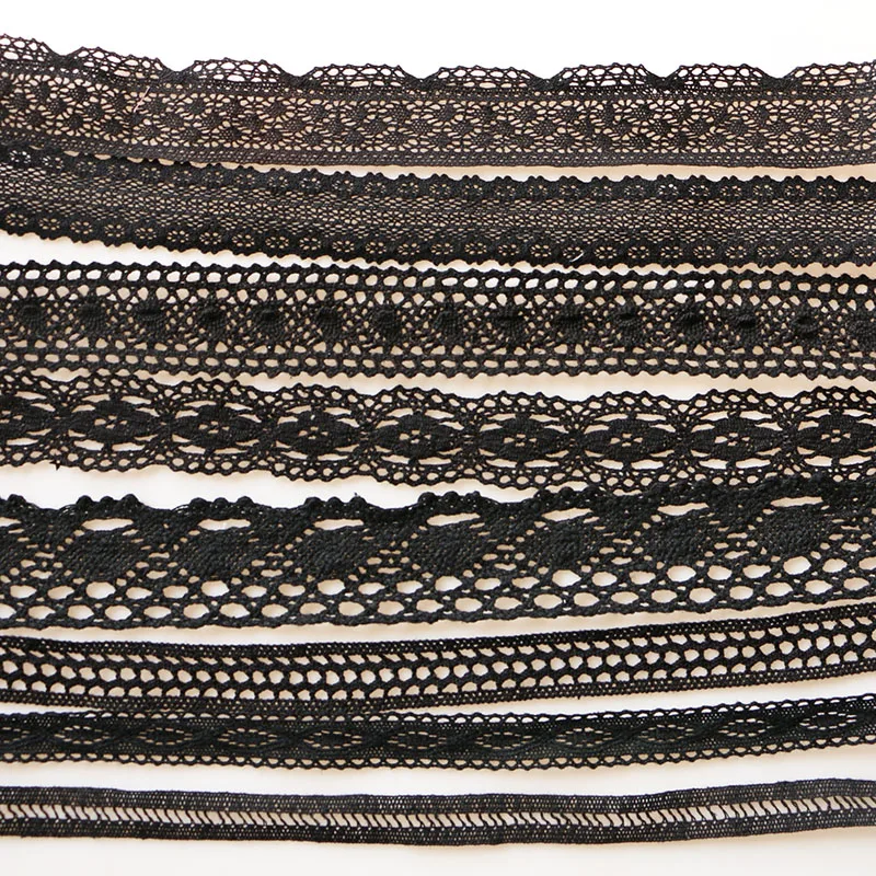 New 5 Yards  Black Knitting Cotton Lace Ribbon Handmade Patchwork Scrapbook Craft for DIY Apparel Sewing Accessories