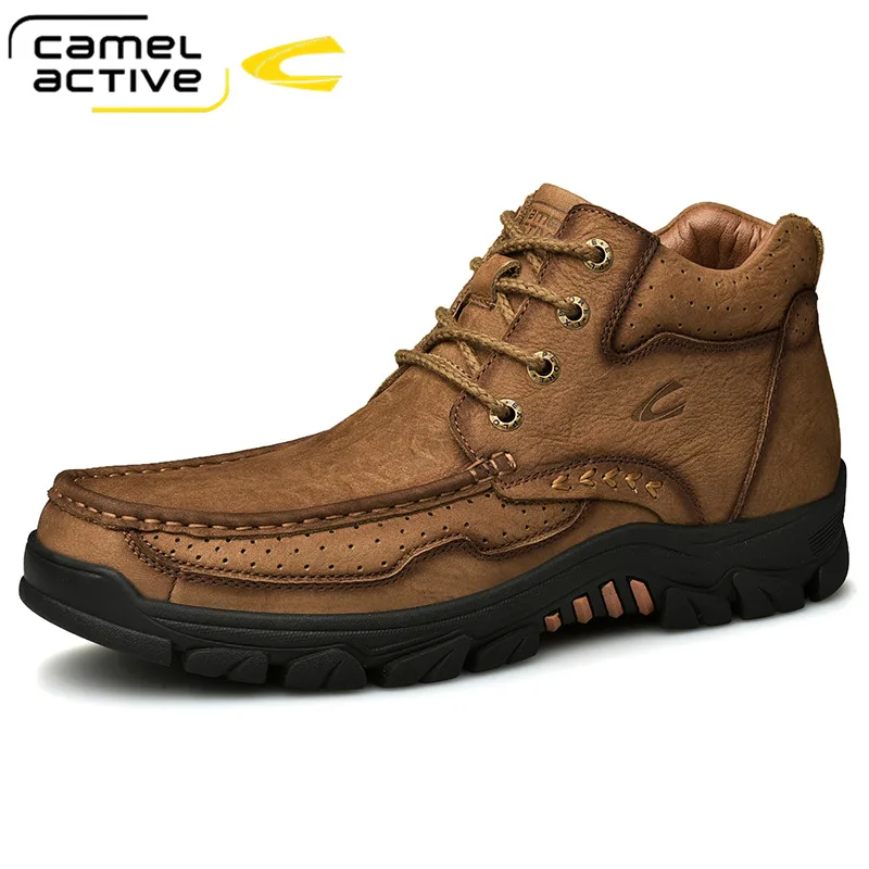 

Camel Active Winter New Genuine Leather Men Shoes Short Plush Super Warm Ankle Boots Lace-Up Rubber Cow Leather Snow Boots