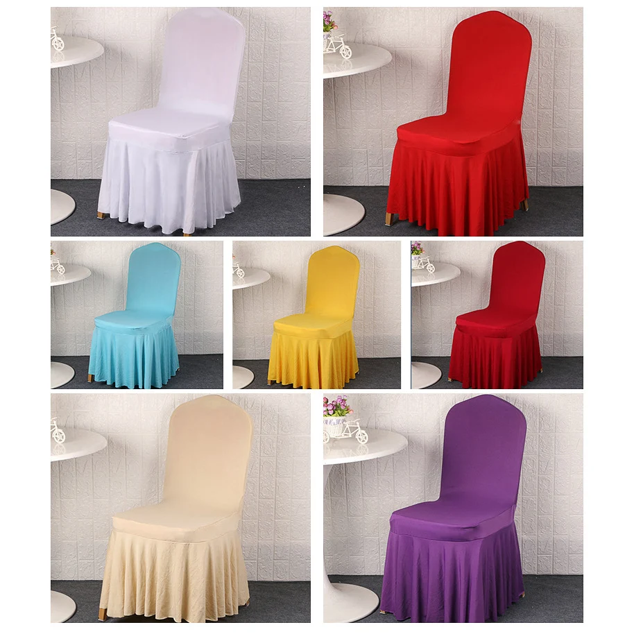 5pcs 10pcs/lot Elastic Hotel Wedding Chairs Cover Fully Inclusive Fabric Chair Covers For Wedding Party Banquet Event Decoration