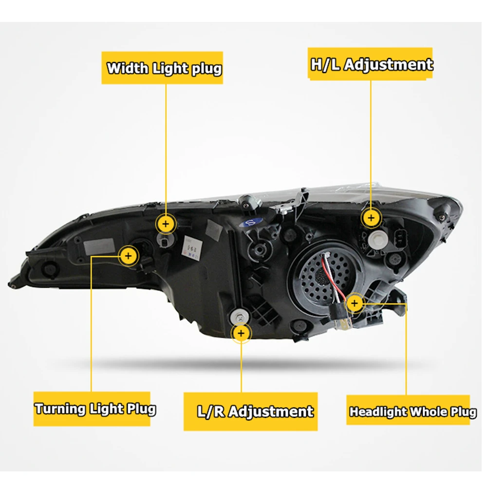 Car Led Headlight For Honda Fit GK5 2014-2018 Accessories Daytime Running Light Amber Turnning Headlight With Red Demon Eyes