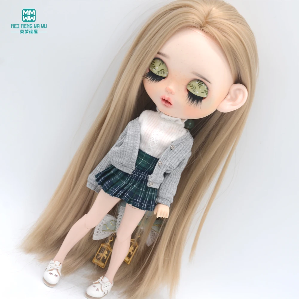 Kleidung für Puppen, passend für Blyth Azone OB22 OB24, Puppenzubehör, modische Jacke, Strickjacke, Minirock, Hemd – Detail 9