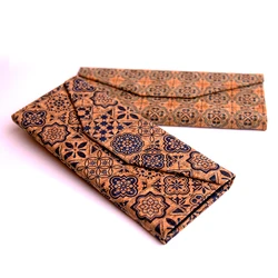 Natural Cork Eyeglass Cases for Vegan Environmental Friendly Wooden Fabric Fish Tile Pattern Women Men Sunglasses Storage Box