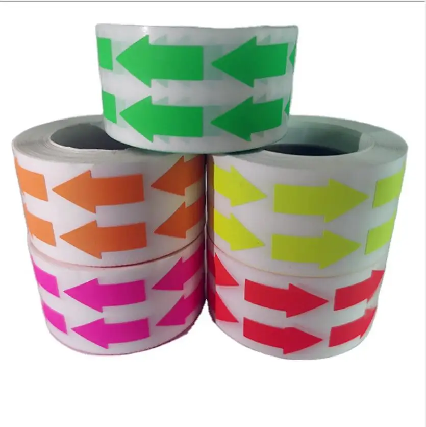 1000pcs/roll Fluorescent Paper Bright Color Self-adhesive Arrow Seal Warning Sticker Label