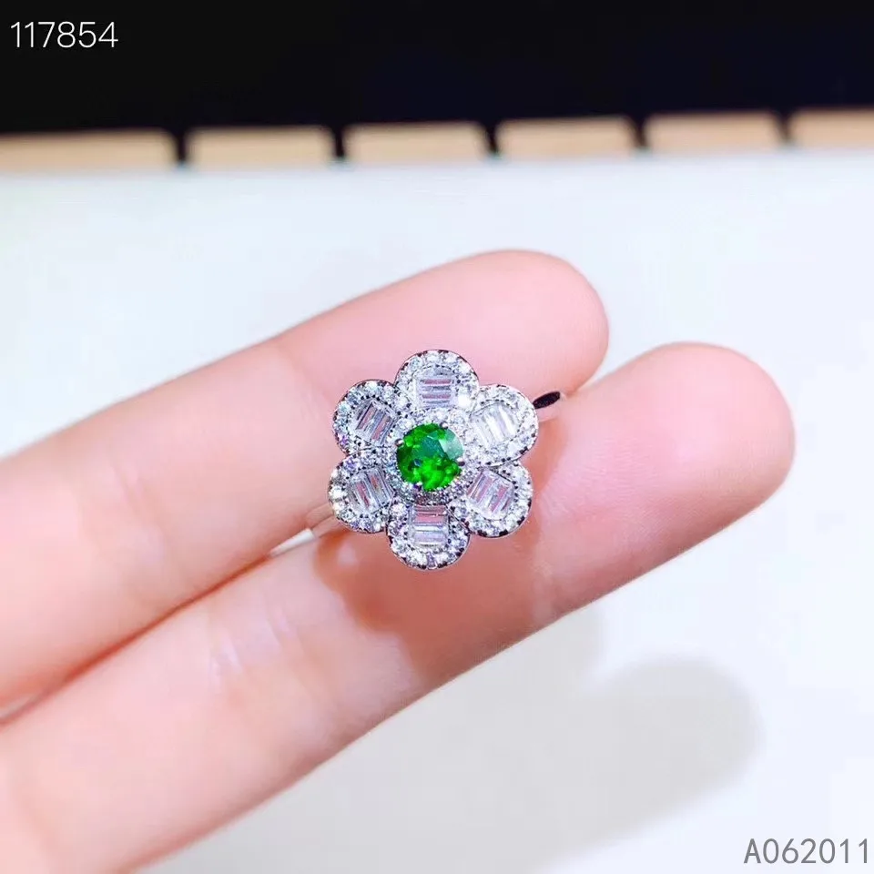 

KJJEAXCMY fine jewelry natural Diopside 925 sterling silver lovely girl new adjustable gemstone ring support test