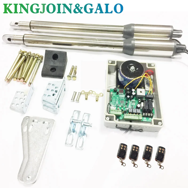 Easy Install automatic swing gate dual arms swing gate opener with 4 transmitters 1 pair of photocells 1 alarm light