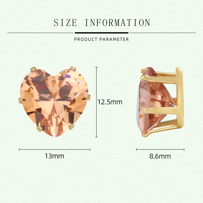 Pipatian Multi Size Heart Zircon High Quality Gemstone Zirconia Glitter Rhinestone Crystal Decorative Sewing Stone For Clothing