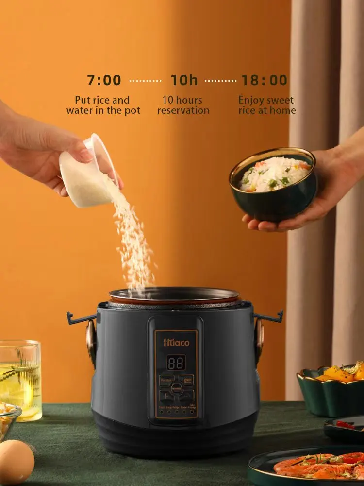 Портативная мульти-рисоварка Huaco с антипригарным покрытием, интеллектуальная бытовая техника для приготовления пищи на 1,6 л, кухонная утвар...