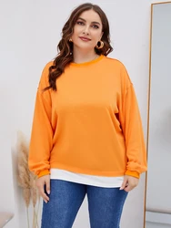 5XL bluzy Plus Size damskie wiosenne jesienne splatanie patchworkowe pulowerowe topy modne w koreańskim stylu oversize bluzy damskie bluzy z kapturem