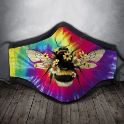 Máscara facial de tela de abeja Tie-dye para adultos y niños, máscaras impresas en 3D, máscaras de fiesta de Halloween, máscaras de juego de rol divertidas, tamaño Unisex