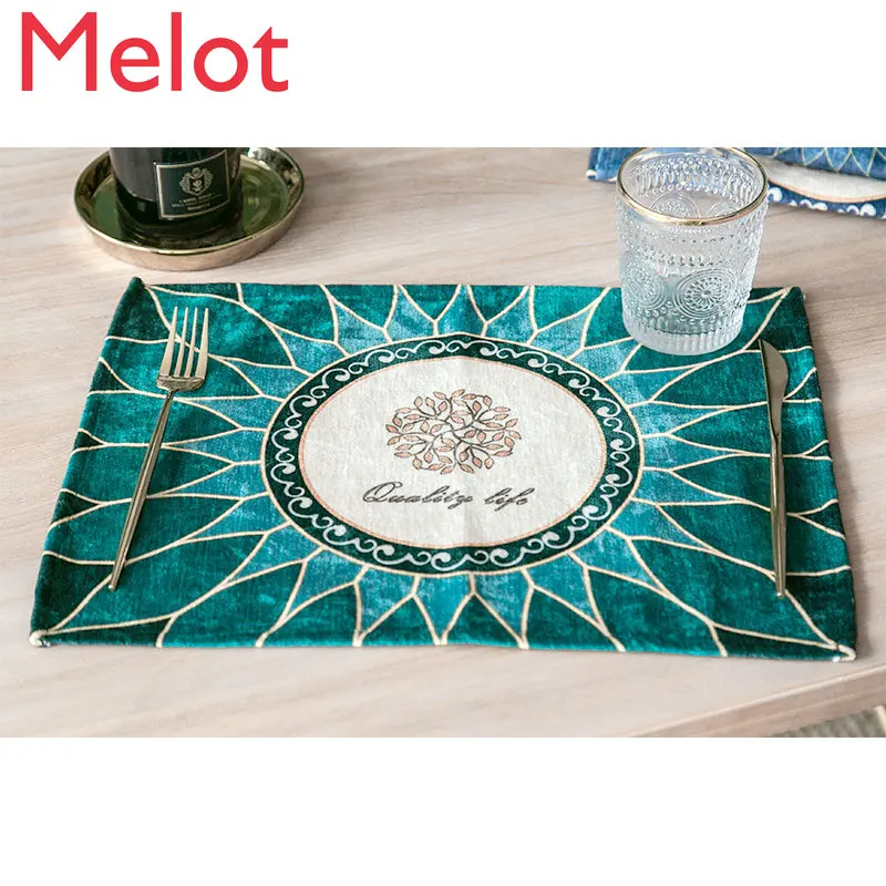 

Luxury American Style High-End Fabric Craft Placemat Tea Ceremony Anti-Scald Thermal Pad Table Cloth Towel Coaster