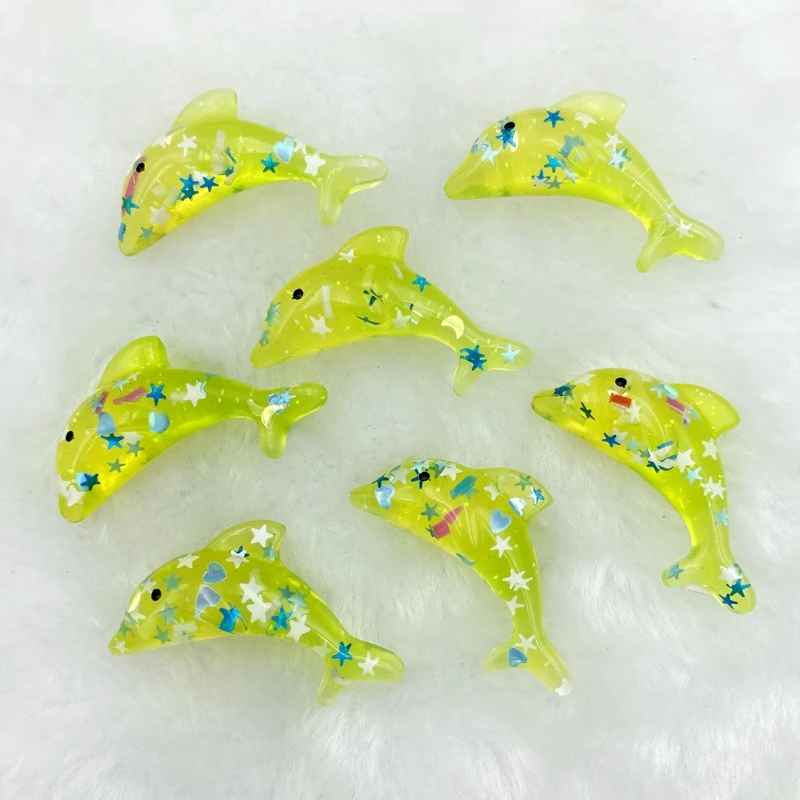 New pattern 12Pcs/lot Cute Resin Dolphin rhinestone Miniature Figurine DIY Kids Hair Bow Accessories Scrapbooking Craft