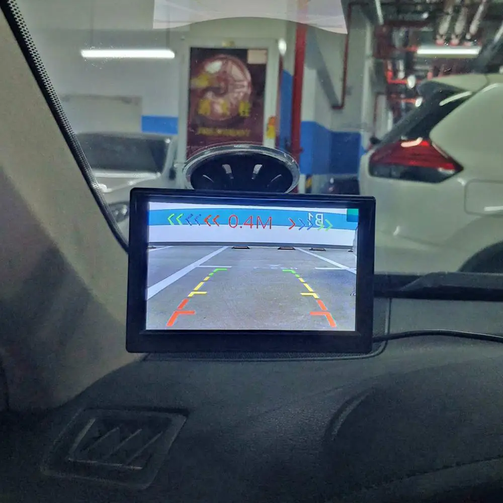 DIYKIT-Monitor de coche con pantalla LCD TFT de 5 pulgadas, vídeo impermeable, Sensor de Radar de estacionamiento, cámara de visión trasera de coche