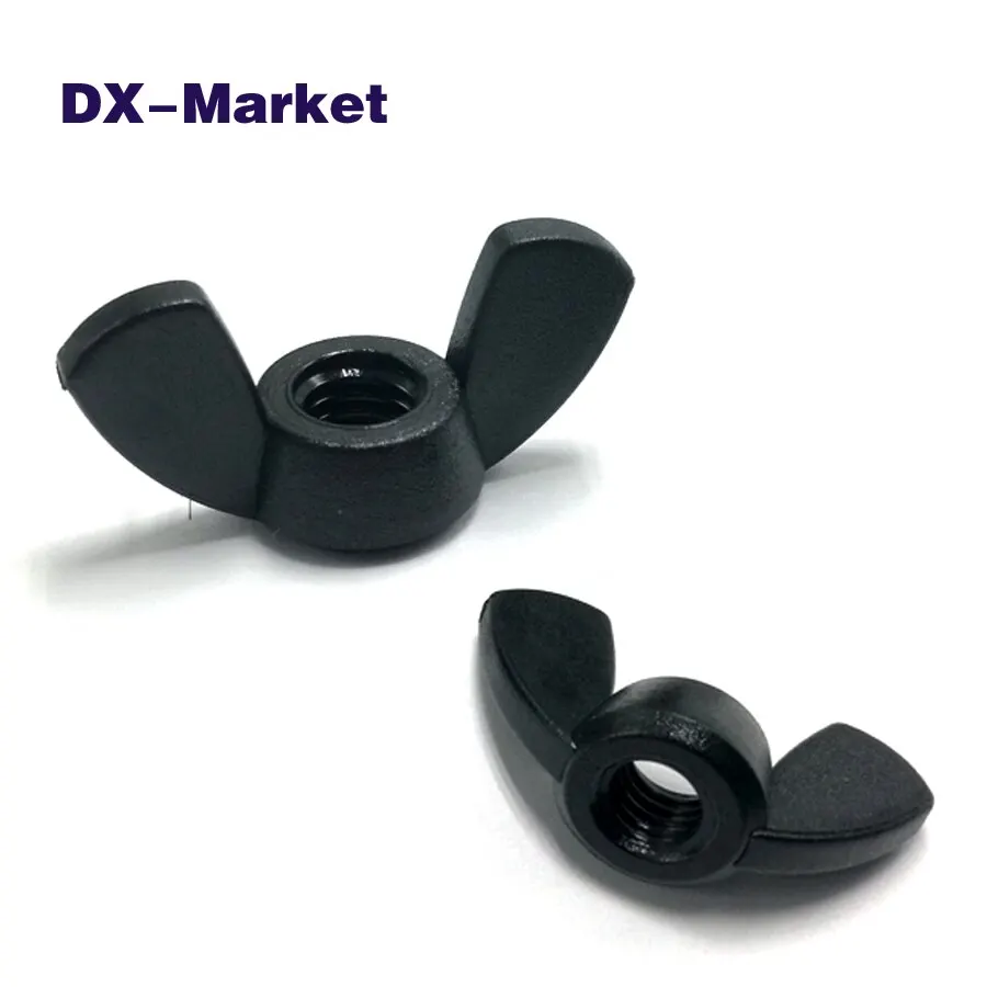Mur Sayap Nilon M4 M5 M6 M8 PA66, Pengencang Plastik Hitam, F005