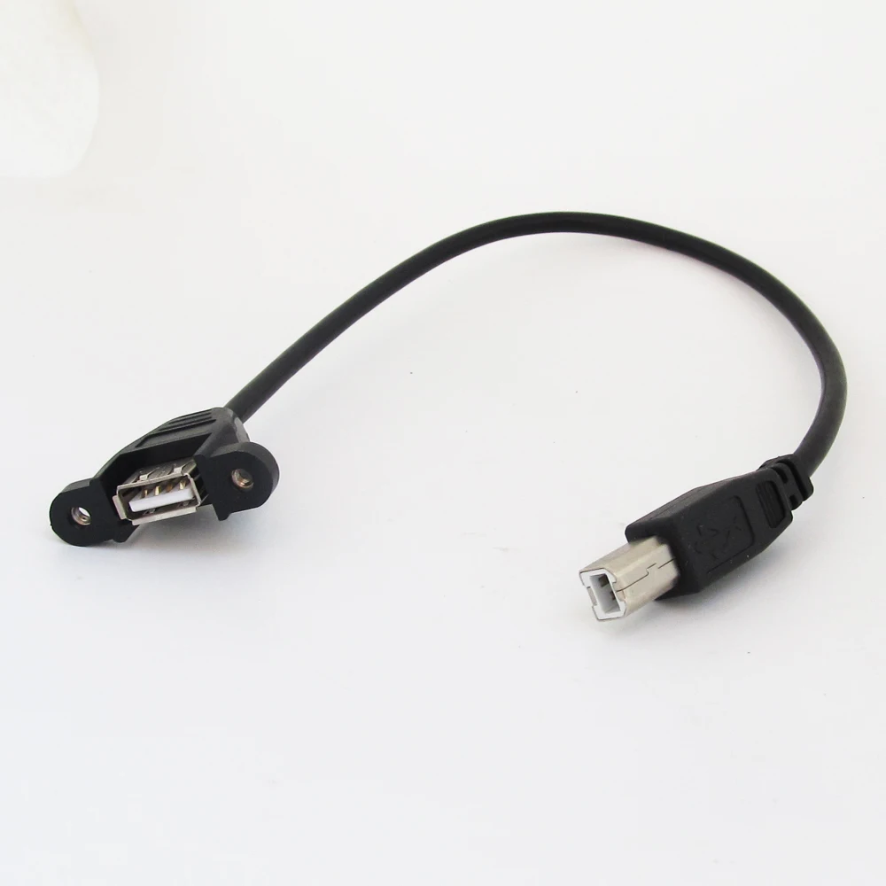1pc 50cm USB Female to Printer Scanner B Male Cable Cord Screw Lock Type