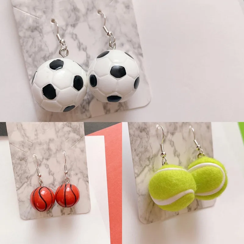 Creative Acrylic Soccer Ball Basketball Tennisball Earrings for Women Fashion American Sport Earrings Gift Wholesale