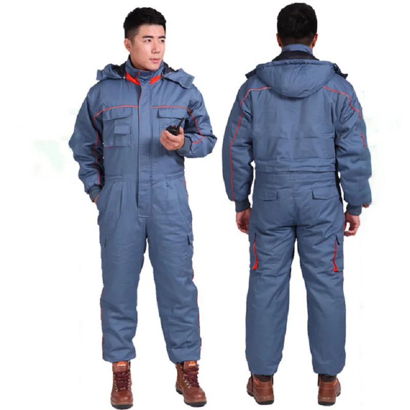 Winter Work Coverall Men Women Warm Wadded Cotton Padded Jumpsuit Thick Machine Repairmen Overall Workshop Cold Storage Uniform