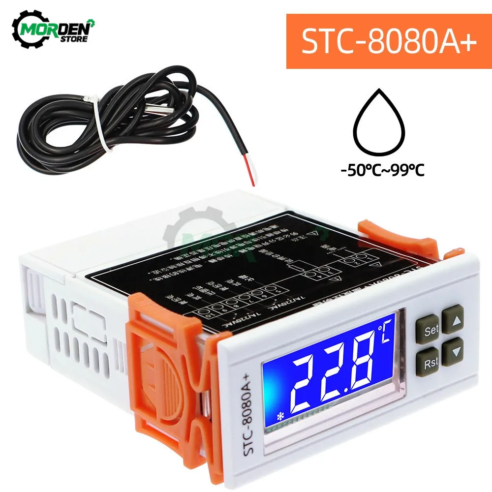 AC110-220V DC12/24V STC-8080A+ Refrigerator Thermostat Temperature Controller Refrigeration Defrost Timer Single Probe