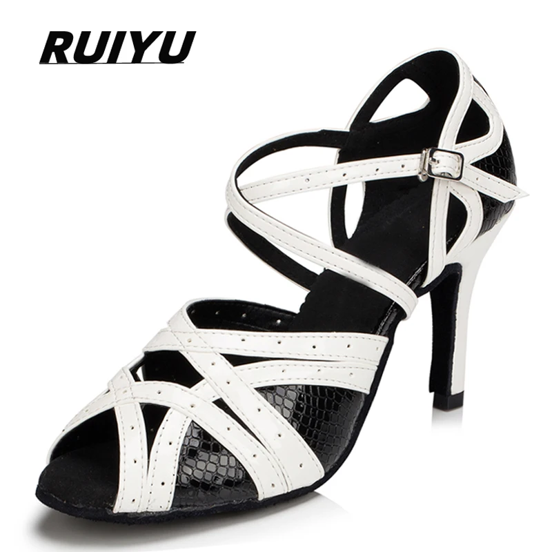 

Latin Dance Shoes Women Modern Tango Dance Hall Girl Sneaker Wedding Dress Black and White High-Heeled Sandals Summer