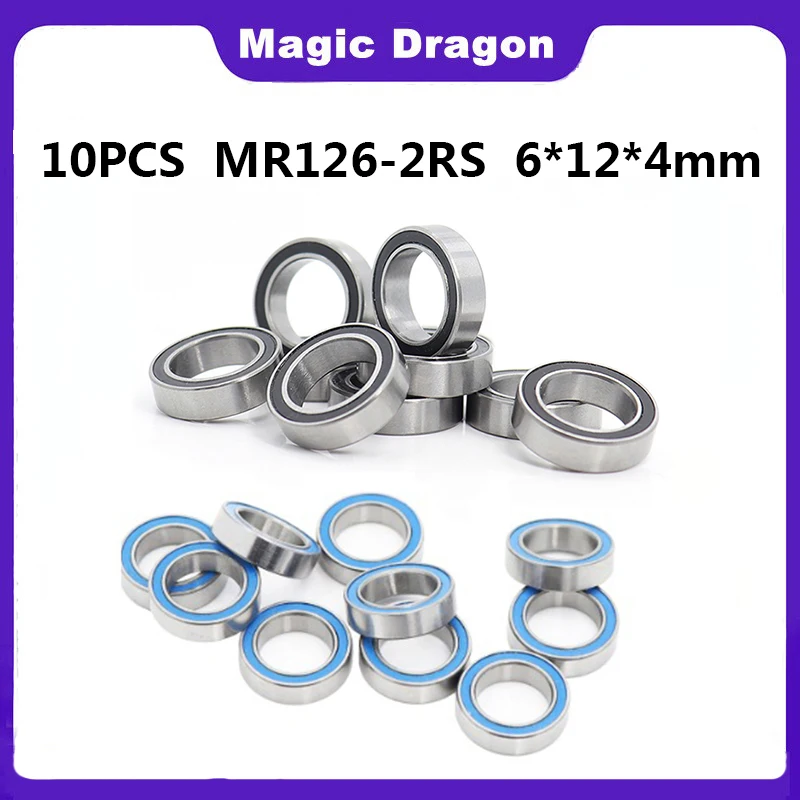 10 sztuk ABEC-5 MR126-2RS MR126 2RS MR126 RS MR126RS 6x12x4mm gumowe uszczelnione miniaturowe wysokiej jakości łożysko kulkowe z głębokim rowkiem