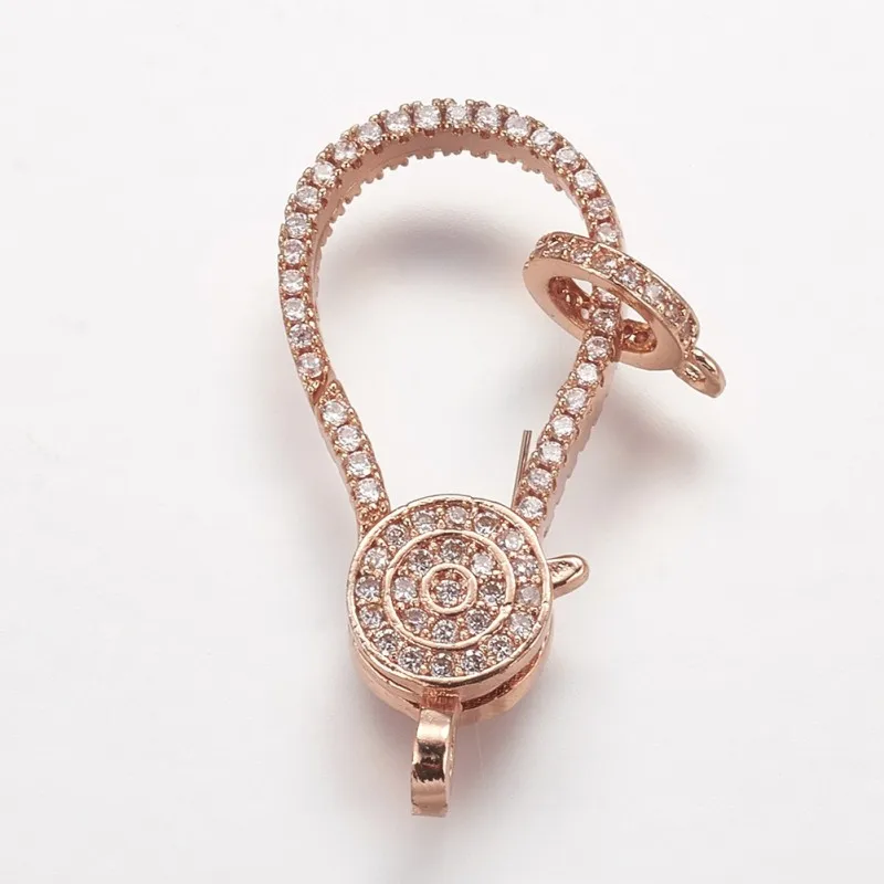 5Pcs Brass Micro Pave Cubic Zirconia Lobster Claw Clasps Mixed Color for Keyrings Jewelry Making 30x13x4.5mm