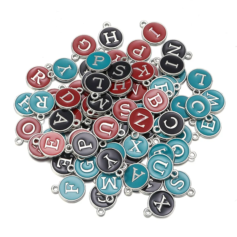 26pcs/Lot 12x14mm A-Z Enamel Letter Charms Alphabet Initial Handmade Letter Pendant For Diy Bracelet Jewelry Making Findings