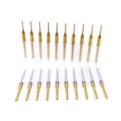 10pcs 0.6-3.175mm Carbide PCB Corn Milling Cutter Set Shank Machine Engraving Bit End Mill PCB Milling Cutter For Metal