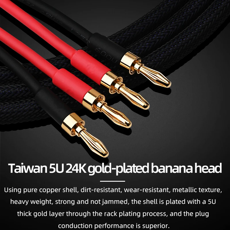 A pair HIFI speaker cable pure copper with silver-plated nerve cable main speaker surround sound connection dedicated cable