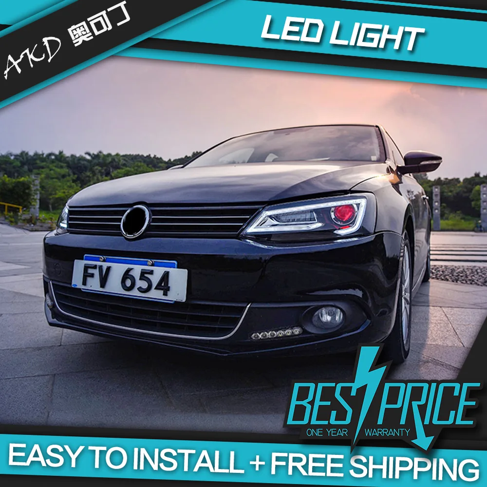 AKD Cars Styling Headlight For VW Jetta 2012-2016 Headlights LED Running lights Bi-Xenon Beam Fog lights angel eyes Auto levels